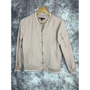 Harlowe & Graham Soft Blush Pink Varsity Jacket lightweight Tencel Womens Sz XS